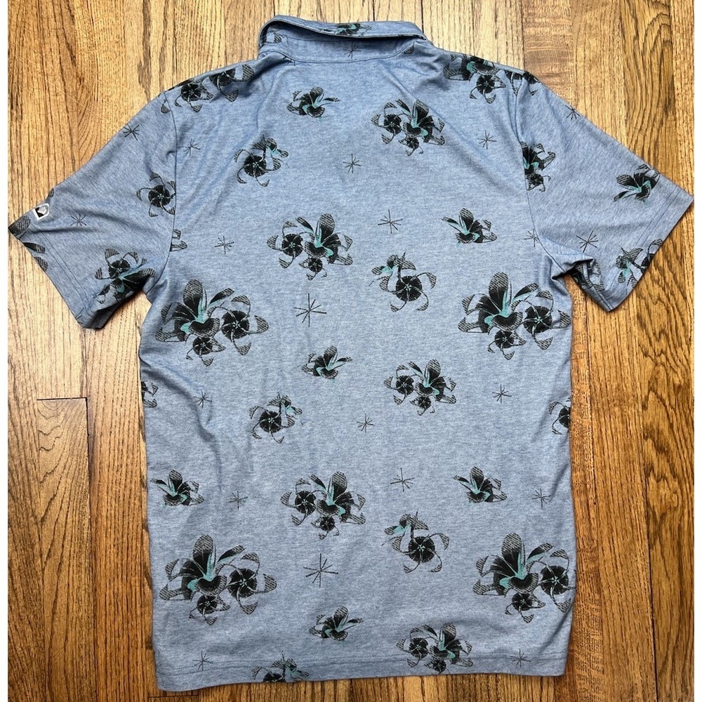 Travis Mathew Blue Floral Golf Polo Shirt Tropical Hawaiian Men's Size Medium - Picture 5 of 5